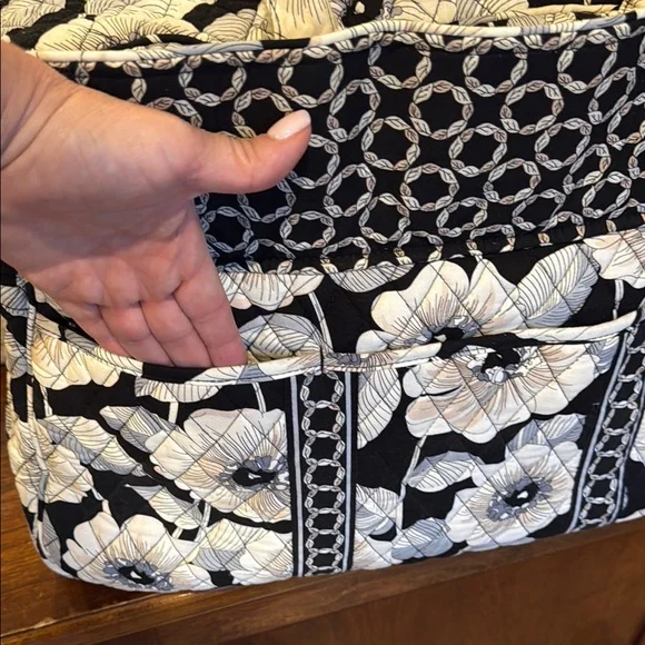 Vera Bradley Black and White Travel Bag with Floral Pattern